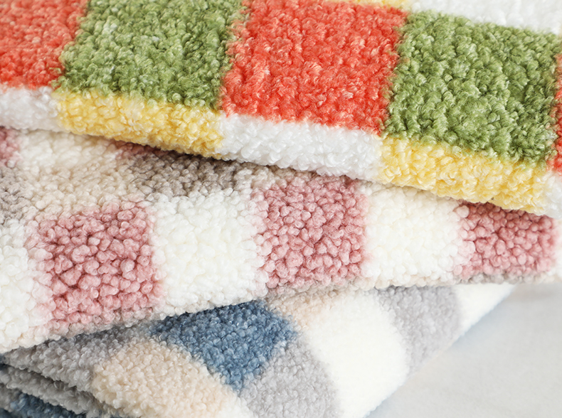 200gsm Plaid Printed Sherpa Lined Fleece Fabric 100% Polyester