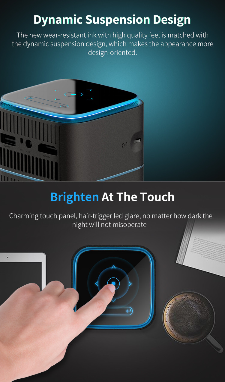 Wireless Smart Mini Portable Projector 4K LED Mirroring OS For Laptop Small Conference