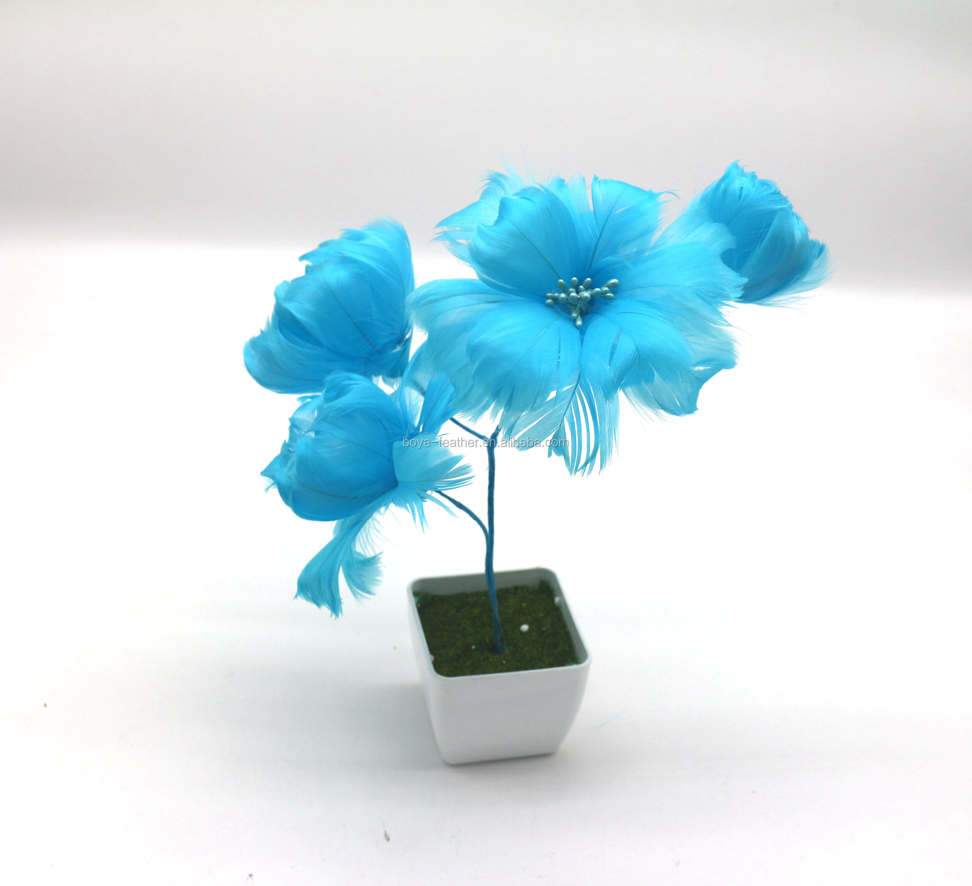 10*20 cm Dimension Goose Feather Flower Mount with Wire Accessory