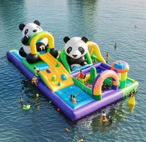  Commercial Bounce House Inflatable Castle For Children Water Park Game Panda Water Slide Manufactures