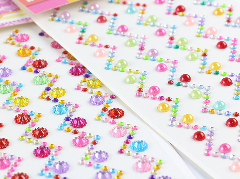 3D Acrylic Self Adhesive Stickers for kids diy craft and Decal Mobile Scrapbooking diamond pearl gem drill stickers OEM