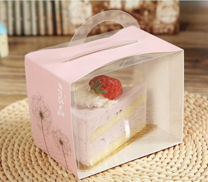Wholesale custom Paper Cookies packing Cake Box with PVC window,Wholesale Plastic Square Birthday Wedding Packaging Clea