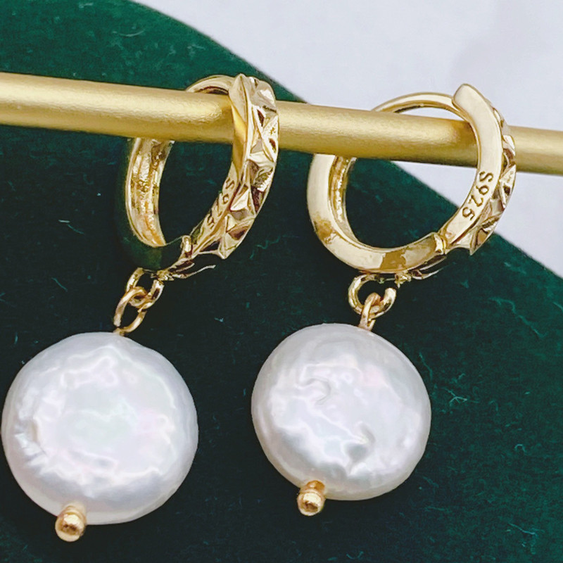 Korean Hoop Earrings For Women Handmade Sweet Baroque Pearl Circle Earring Jewelry Natural Baroque Pearl Earring