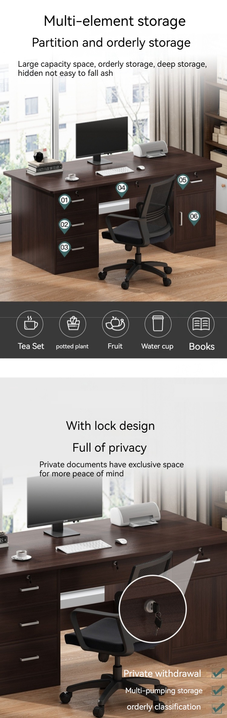 Office Furniture Simple Modern Desktop Home Computer Desk and Chair Set for Business
