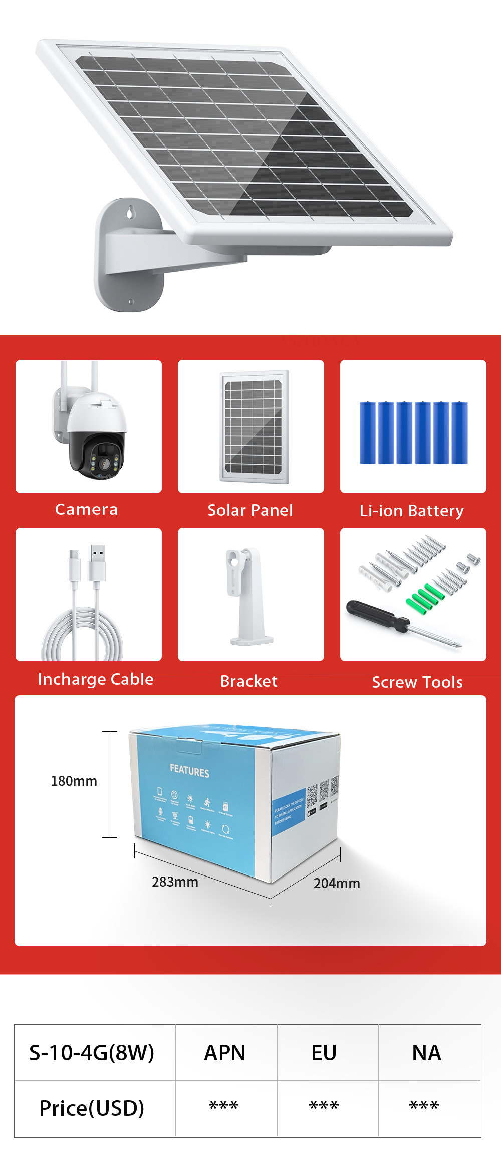 2MP 4G CCTV Solar Camera Outdoor Security Surveillance Two Way Audio Solar Panels