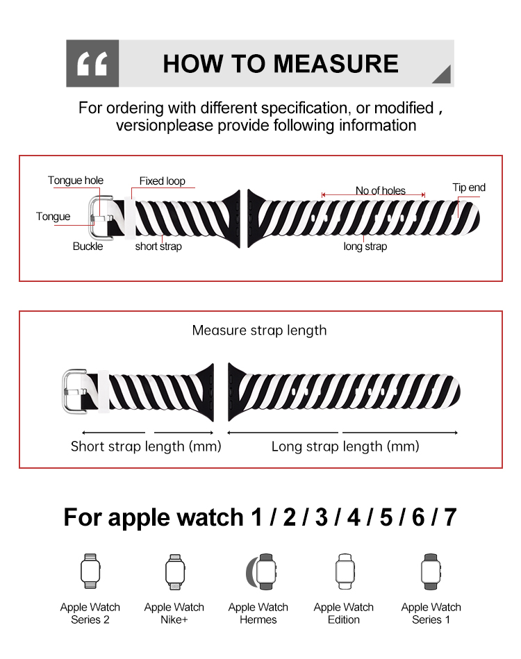 Custom Printed 38/40mm 42/44mm Apple Watch Silicone Band