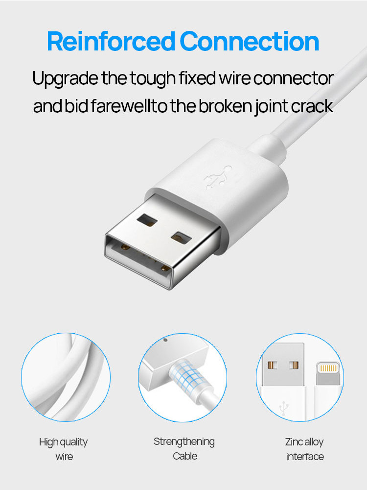 3m 2.4A USB Lightning Charging Cable Durable TPE