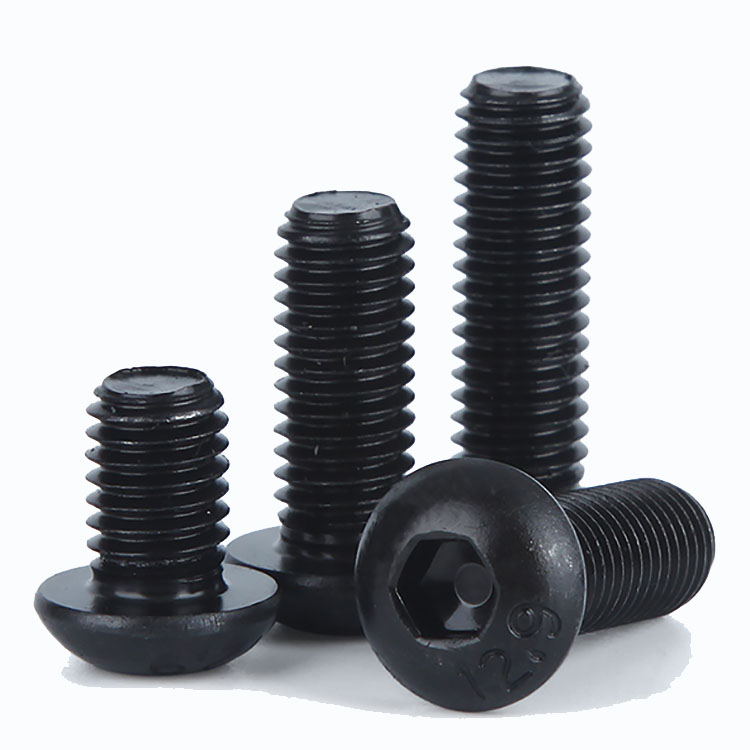 Black 304 Stainless Steel Half Round Head Hexagon Socket Bolt ISO7380 Pan Head Screw