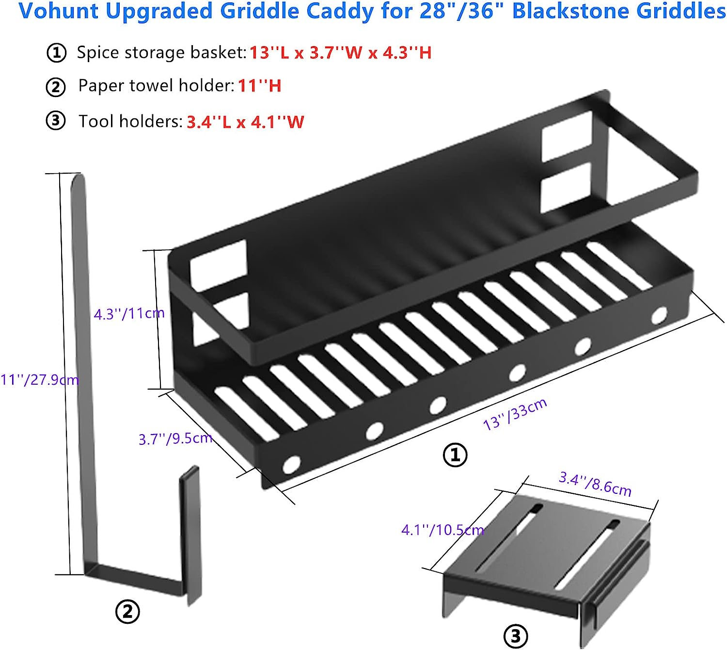 Space Saving Grill Caddy with Paper Tower and Knife Holder Installation Type Hook