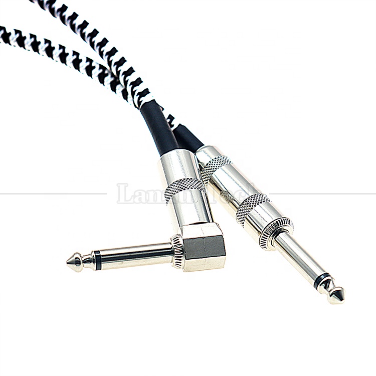 3M Right Angle Braided Metal 6.35mm 1/4 TS Jack Audio Electric Guitar Effect Instrument Bass Amp Patch Lead Cable