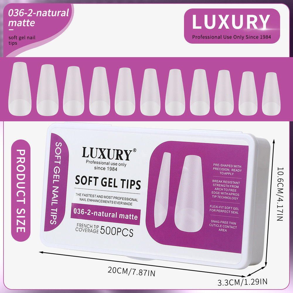 500pcs/Box Medium Square Shaped False Nails For Nail Extension Manicure Tools 11 Sizes