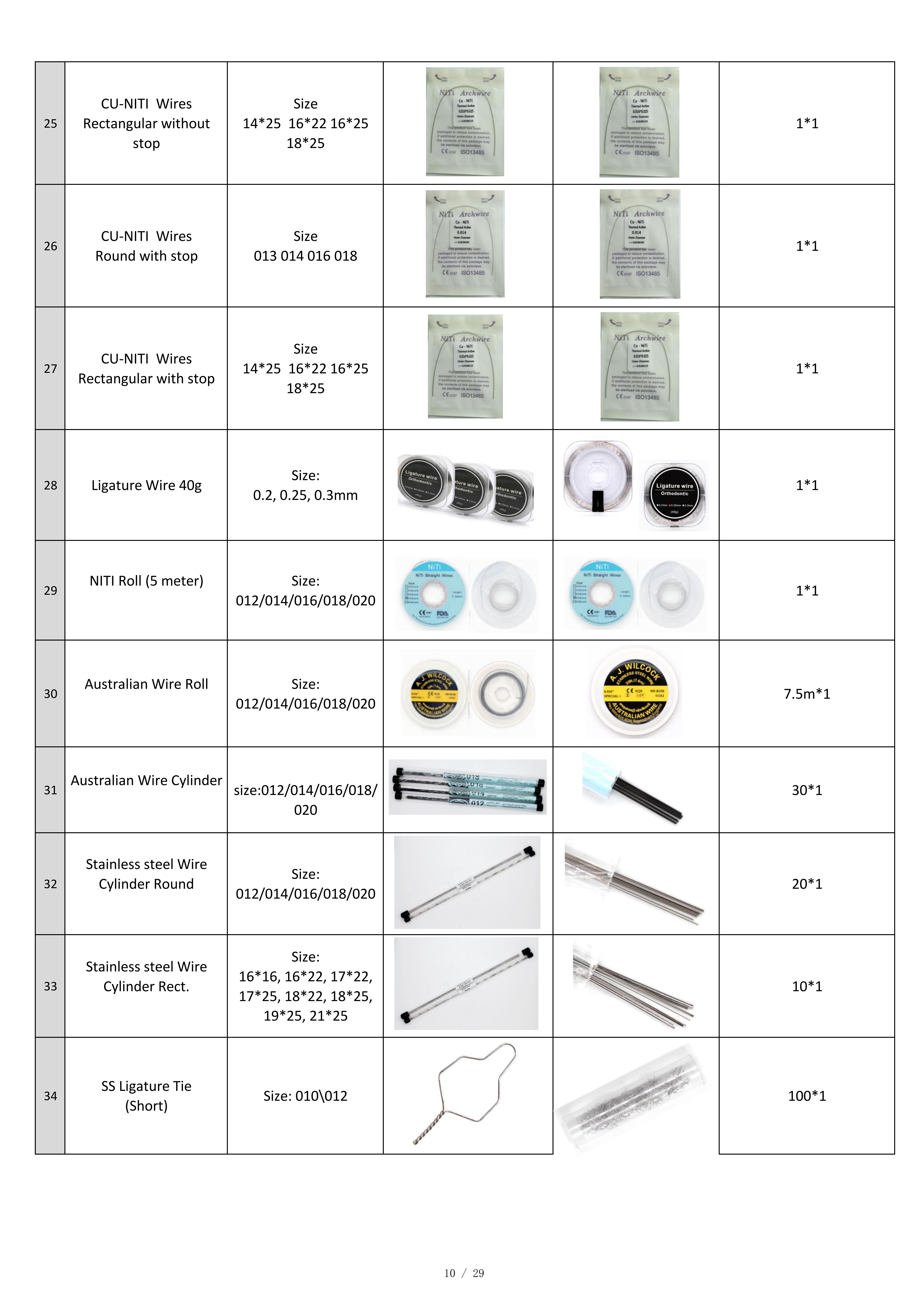 CCC Certified Class I Orthodontic Accessory ALS TMA Wires 0.012/14/16/18/20mm