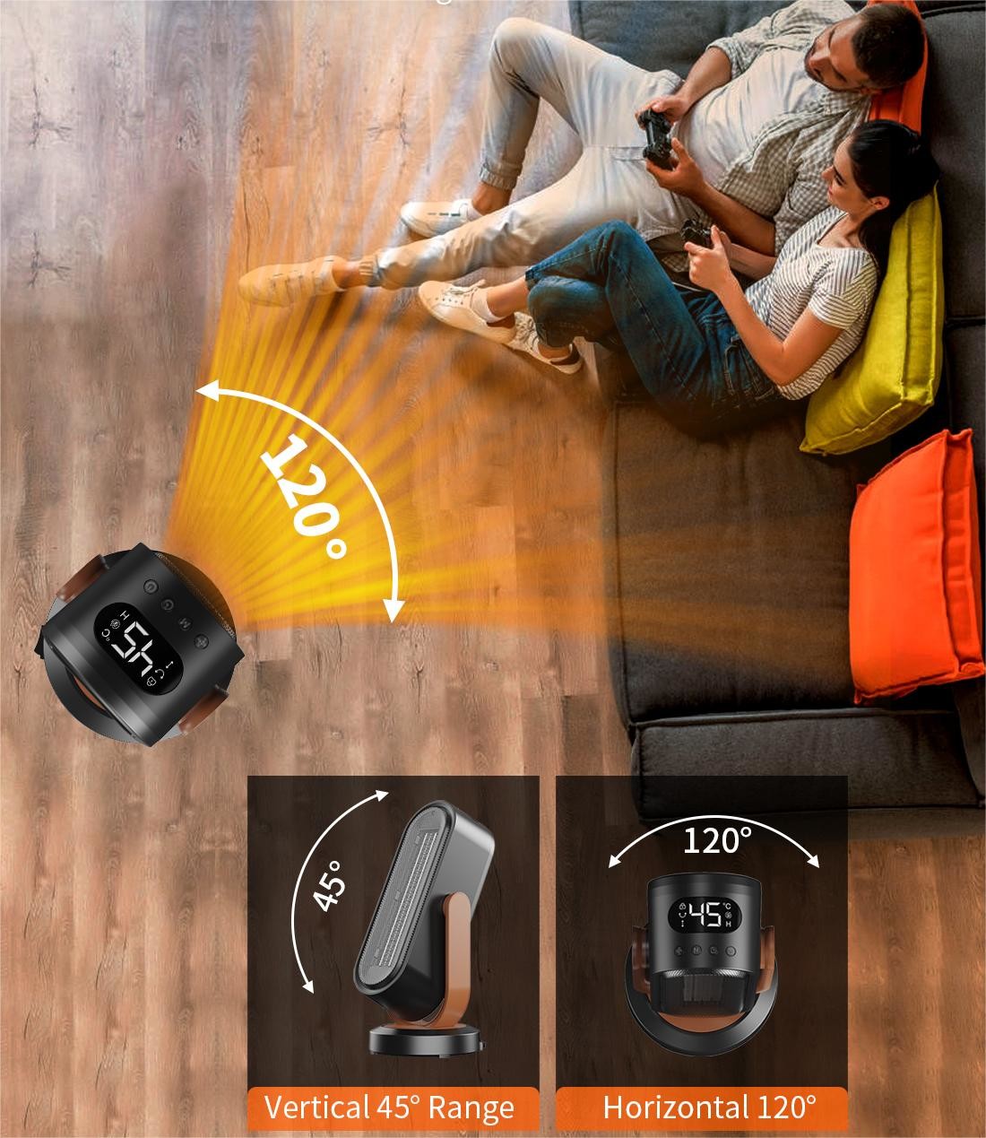 Small Desk Heater Fan With Adjust Up And Down Avaliable Over Heating Falling Protection