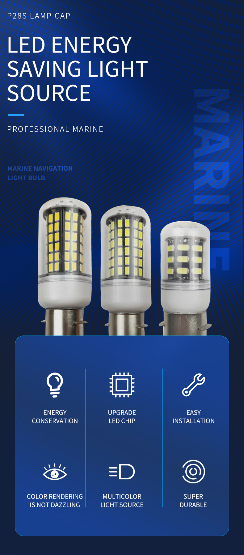 Anti Interference P28s Navigation Light Bulb 24v 36v 48v 110v 2v