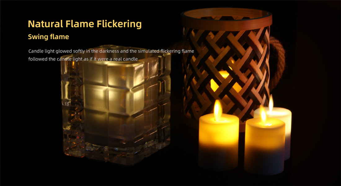 Phone Control Battery Operated Flameless LED Candle Light, Swing Flickering Ambiance Light