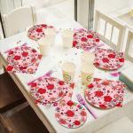 Tea Theme Disposable Tableware Set Flower Design Paper Plates Party Supplies