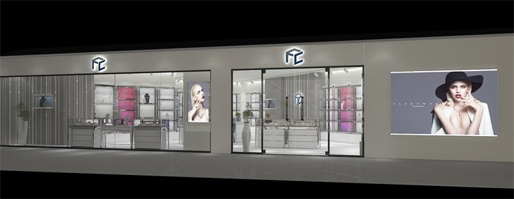 3D Design ODM Jewelry Shop Furniture Showroom Jewellery Vitrine Powder Coated