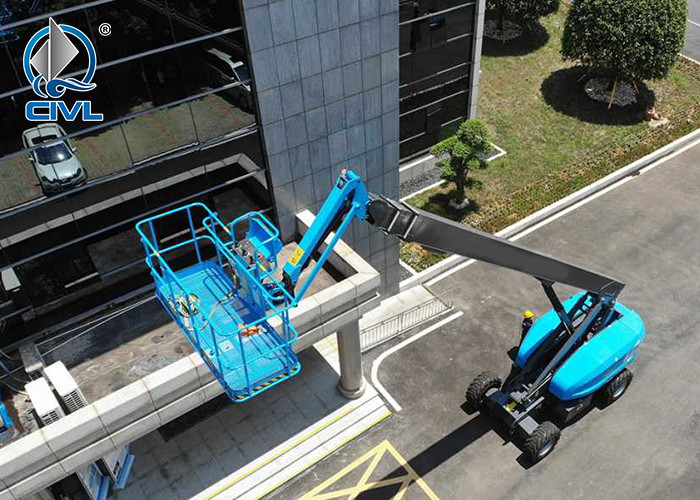 Long Boom Arm Truck With Cage Bucket 18m Self Propelled Straight Arm Aerial Work Platform