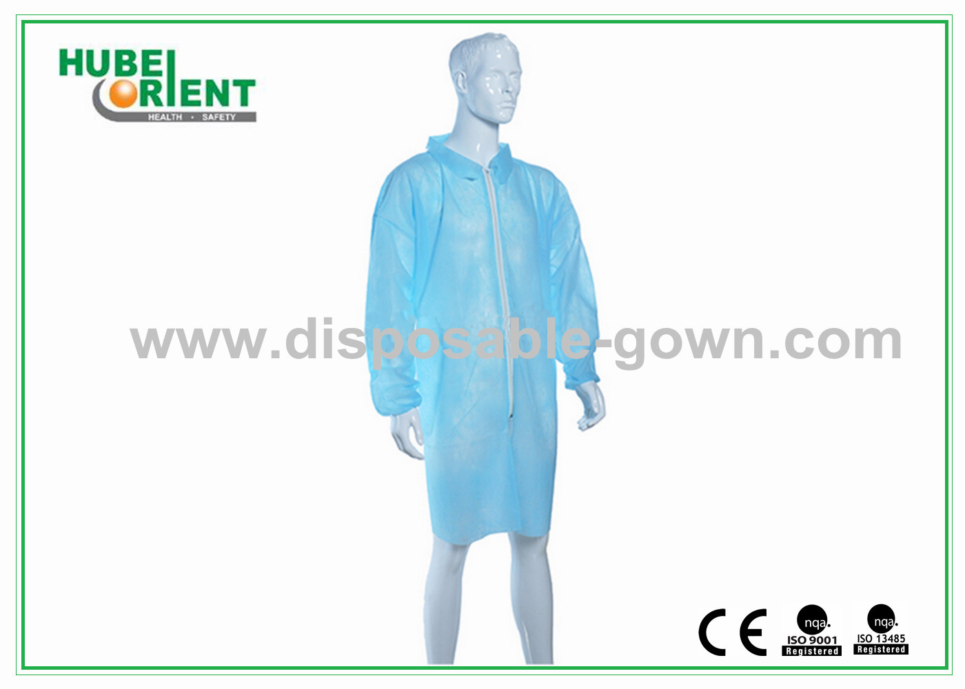 Blue Water Resistance Disposable Long Sleeve Lab Coat With Comfortable Feeling For Factory Use