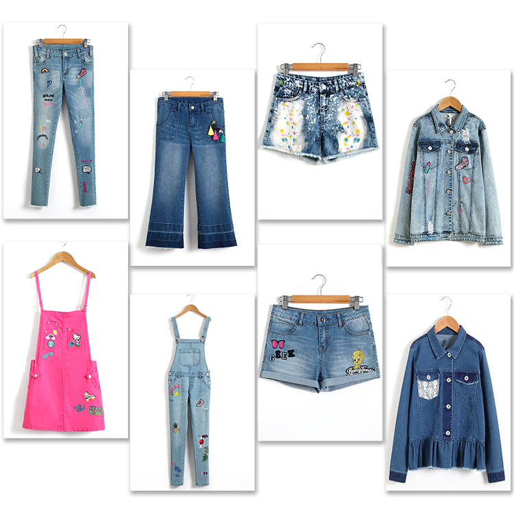 Slim Fit Kids Denim Clothes Children Jeans Pant Color Print Embroidered