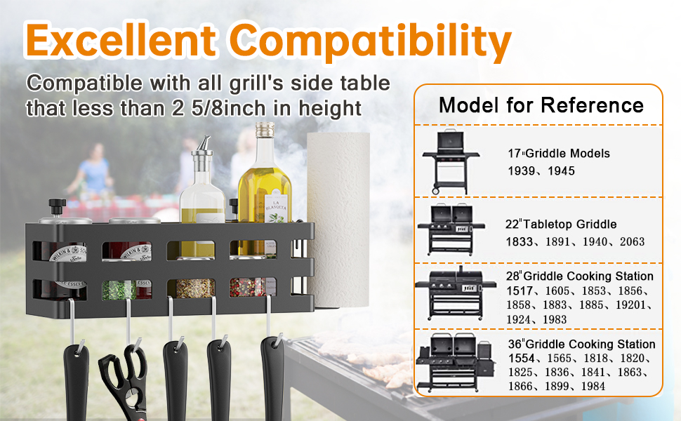 Griddle Caddy for Blackstone 28/36/22/17 inch Universal BBQ Grill Caddy for Outdoor Grill with Paper Towel Holder & 9" Tong