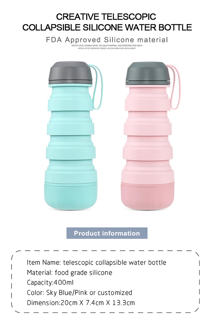 400ML Telescopic Silicone Bottle With Pill Storage Space