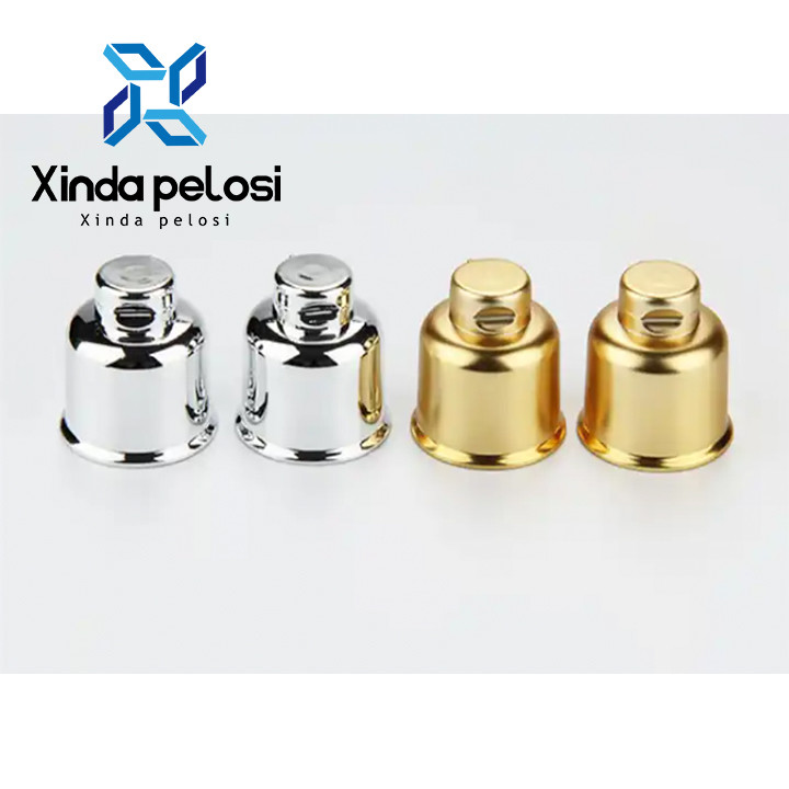 UV Coated Shampoo Bottle PP Plastic Flip Cover Electroplating Gold Metal