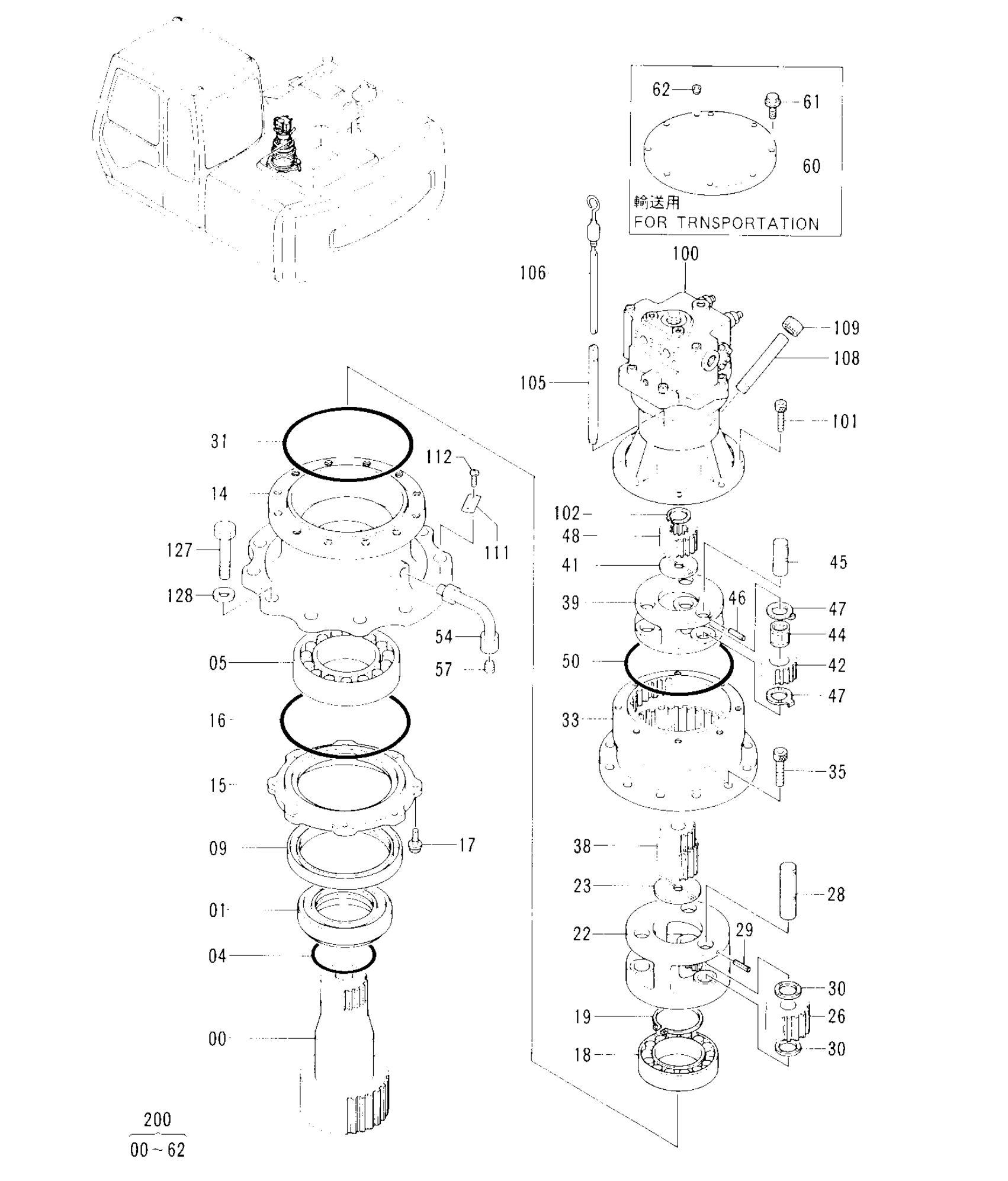Swing Motor Assembly for Hitachi Excavator EX120-5 Swing Drive Motor Assy 4334356 9111265