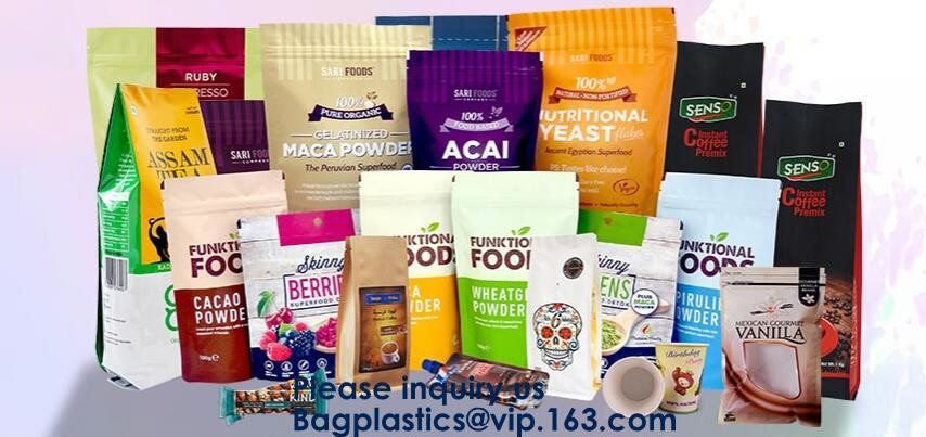 Recycled Eco Friendly Corn Starch k Stand Up Food Packaging 100% Compostable Biodegradable Plastic Pouch Bag