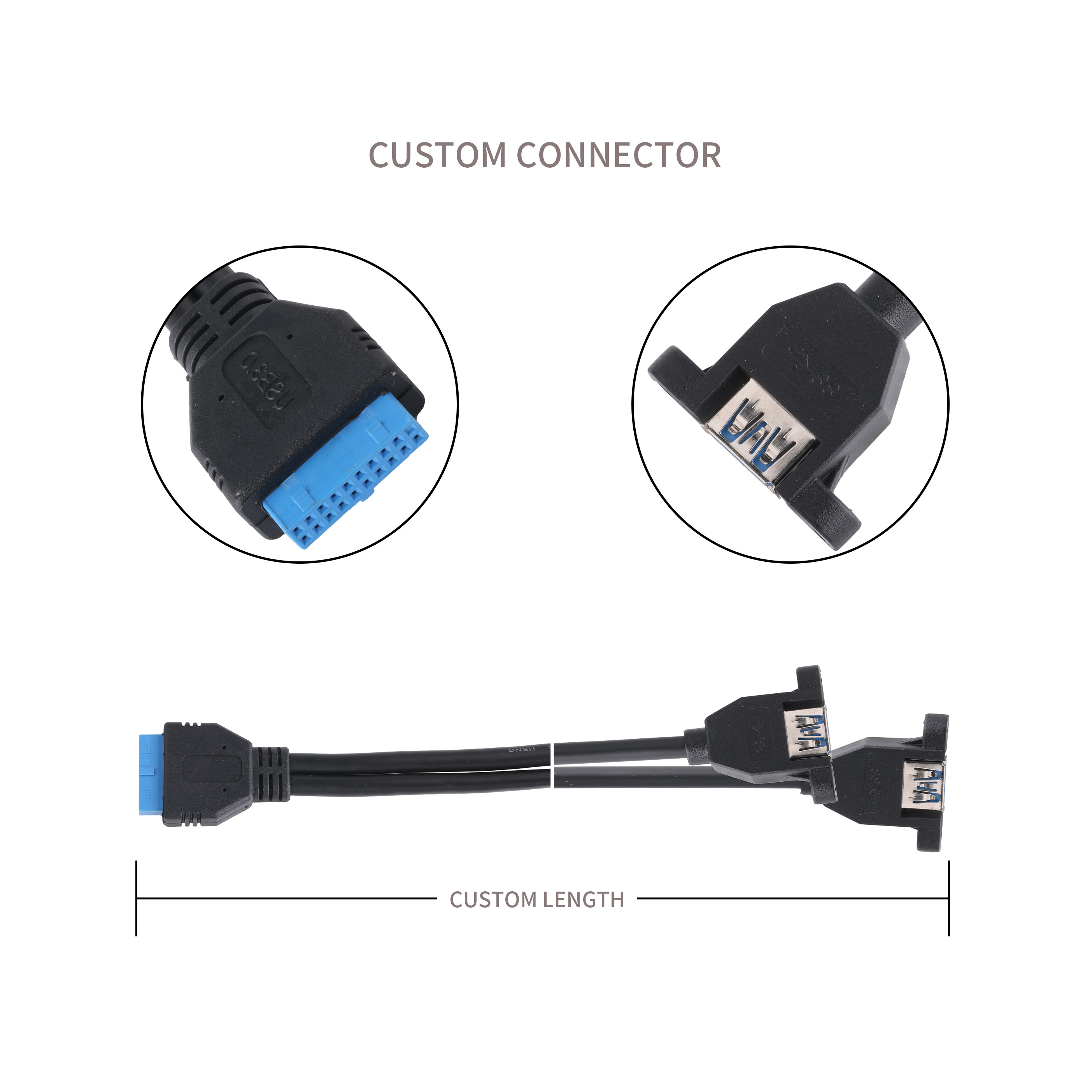 USB 3.0 Front Panel Motherboard 19/20 Pin Cable To USB Female Splitter Adapter Extension Connector
