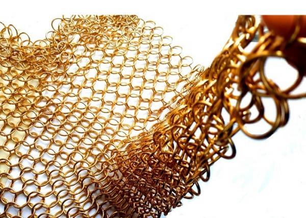 Quality 1.2X10MM Fireplace Mesh Curtain , Metal Mesh Curtain Panels For Space Divider for sale