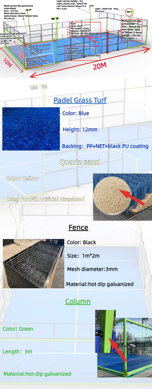 Padel Sports Padel Court Panoramic Full Glass Paddle Tennis Court