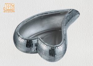 Heart Shape Mosaic Fiberglass Decoration Flower Serving Bowl Silver Mirror Manufactures