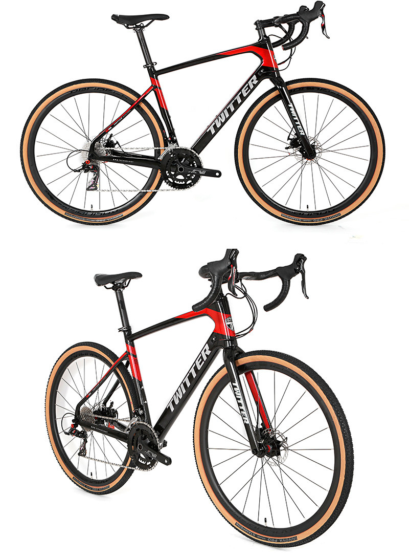 R8.7KG ETROSPEC 22S Carbon Fibre Gravel Bike Red 700x40C Tire For Men