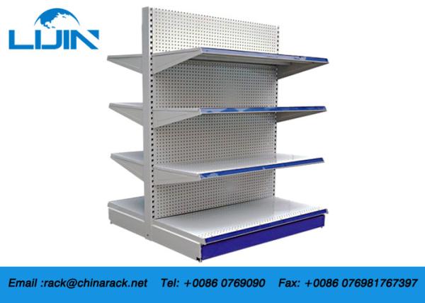 Double / Single Sided Convenience Store Shelving , Metal Grocery Display Racks