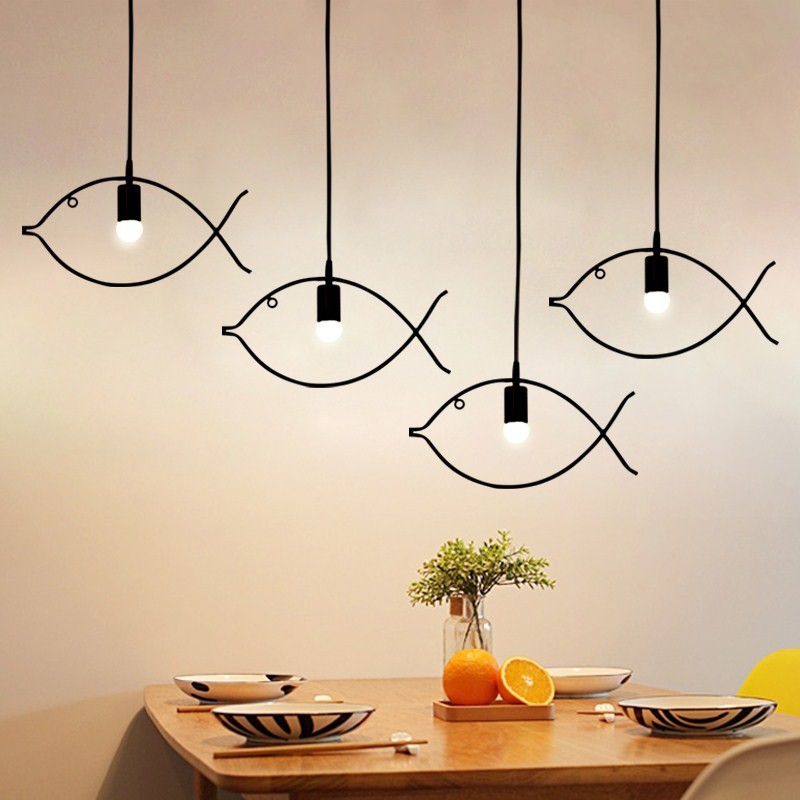 Industrial multi pendant lighting For Living room Bedroom Fish Shape (WH-VP-43)