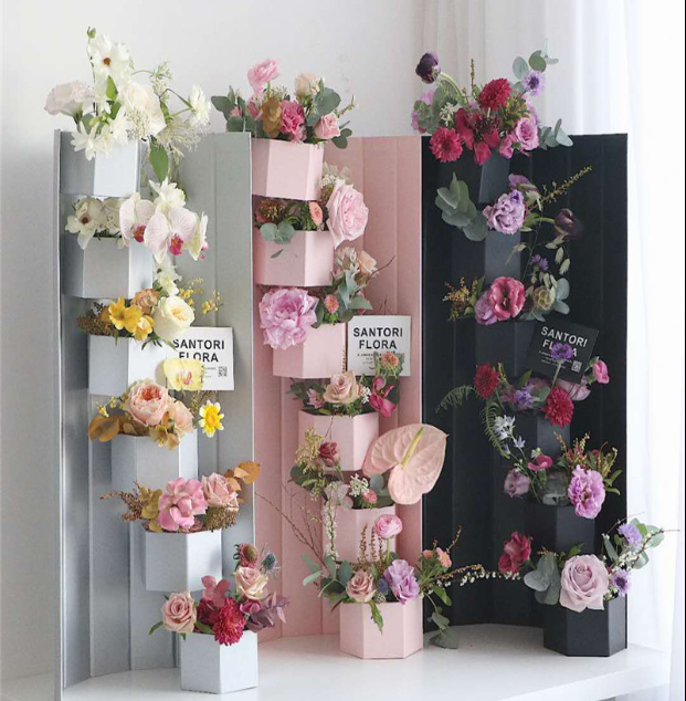 Sophisticated Custom Printed Hexagonal Display Box for Luxury Flower Bouquet Stand