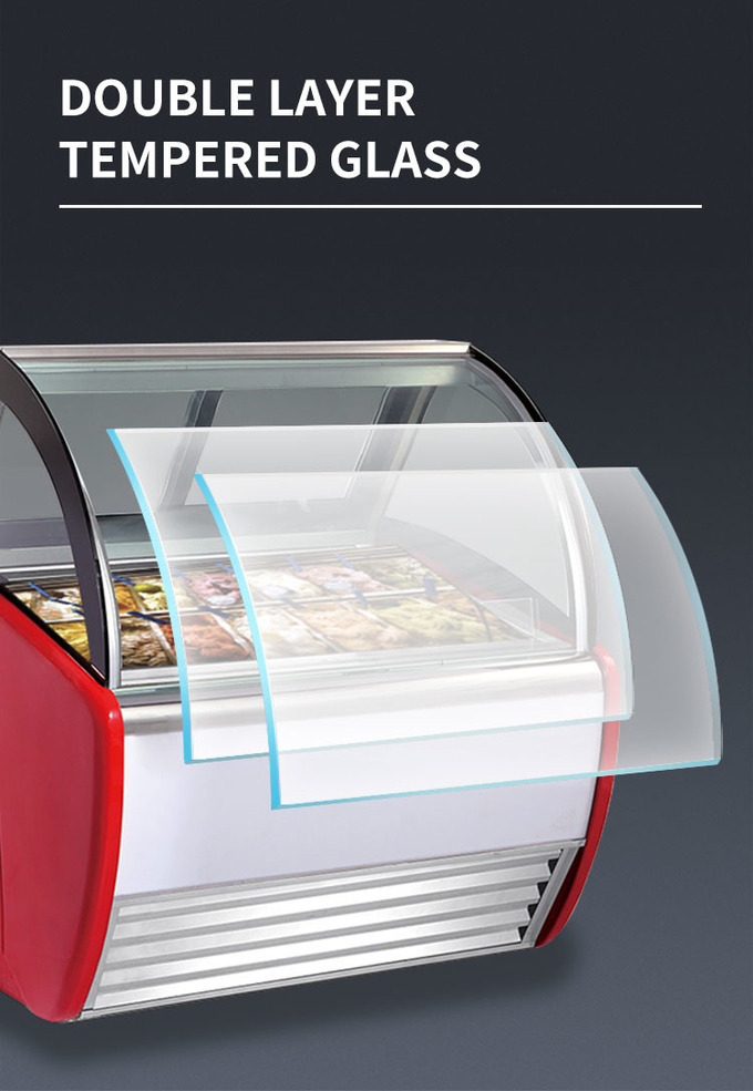 12-20 Pans Ice Cream Display Cabinet Countertop Gelato Dipping Freezer