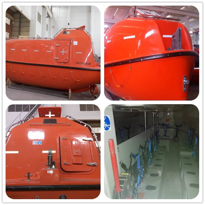 IACS Approved SOLAS 6.5m 36 Persons GRP Gravity Luffing Arm Type Totally Enclosed Lifeboat