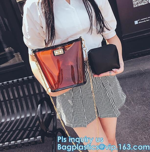 Gift bag clear shopping bag custom PVC plastic shopping bag, shiny pvc handle shopping hand bag clear tote bags ladies h