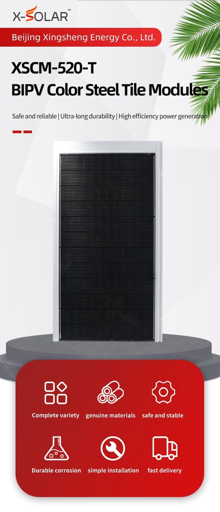 High Performance 520W Modern Design Fibreglass Corrugated FRP Tiles Wall Panels Steel Roof Sheet Cover Board for Villa Model Display Plain Roof Tiles BIPV