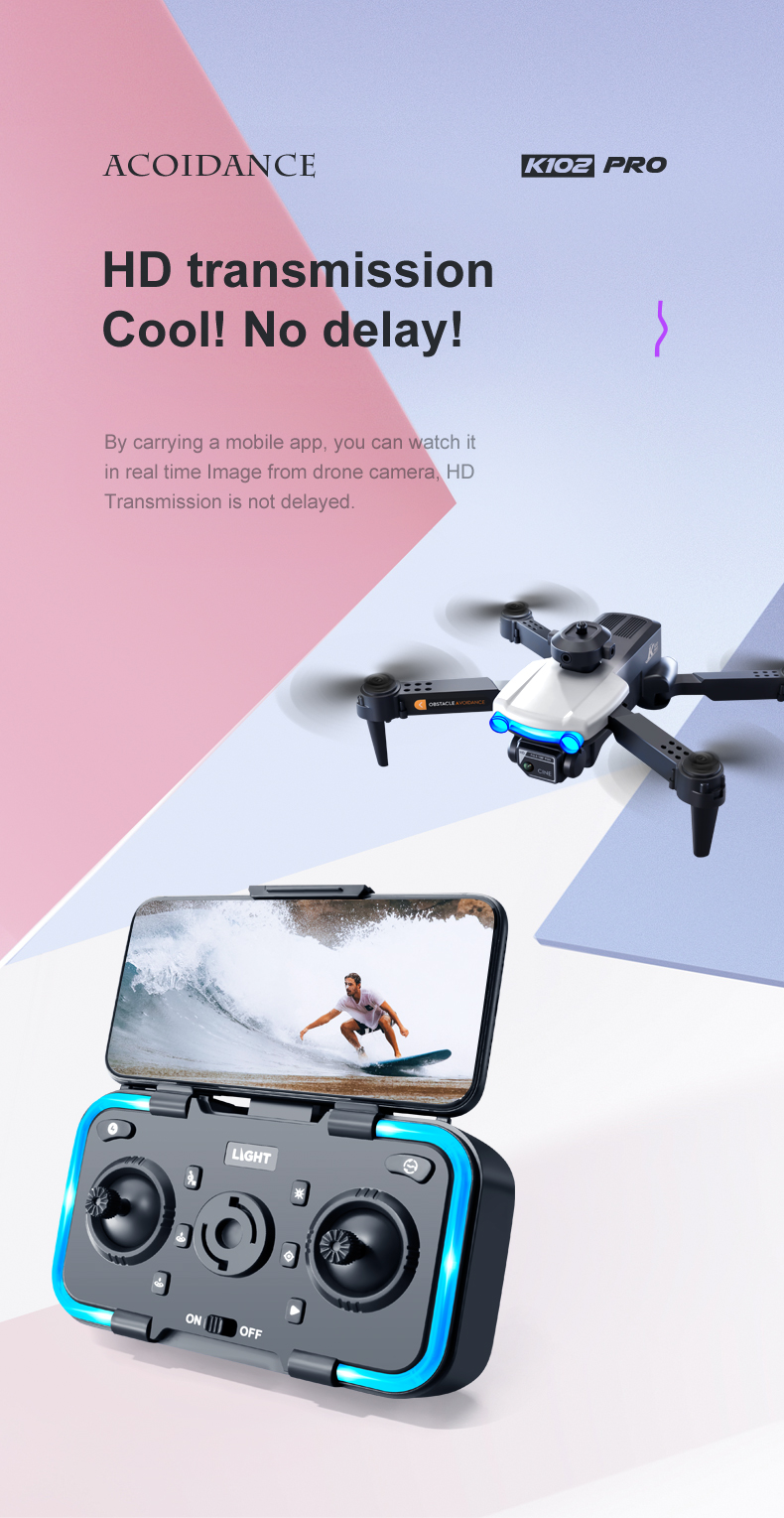 Beginner Operator Skill Level K102 PRO Drones Camera for Adults 4k Live Video RC Quadcopter Helicopter