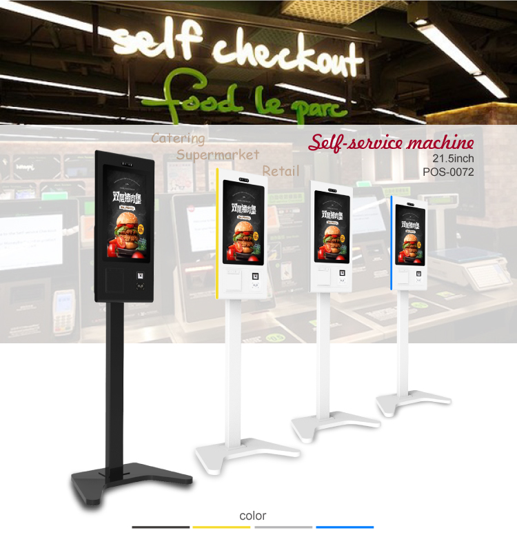 Convenient 21.5inch Touch Screen Self Service Food Ordering Kiosk with Thermal Printer