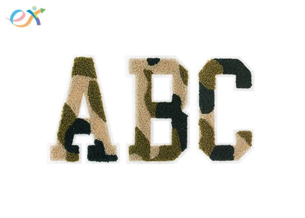Towel Embroidery Chenille Patch ABC Alphabet Camouflage Green Letters Iron-on