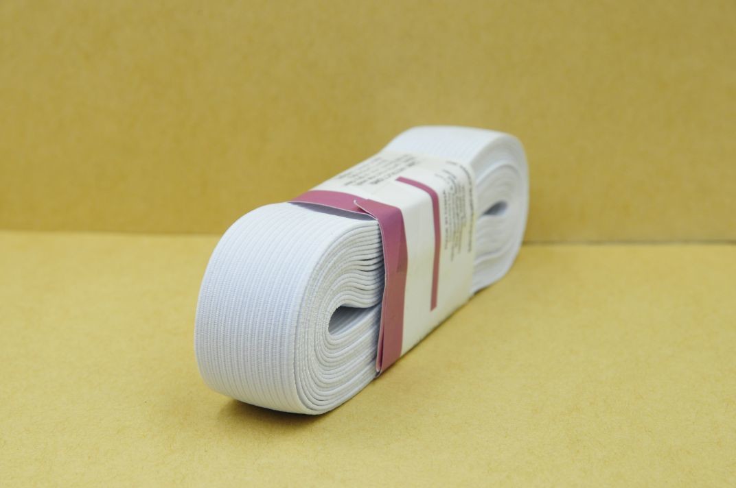 White 70 Yards Length 1/4" Width Braided Elastic Band White Heavy Stretch Knit Elastic