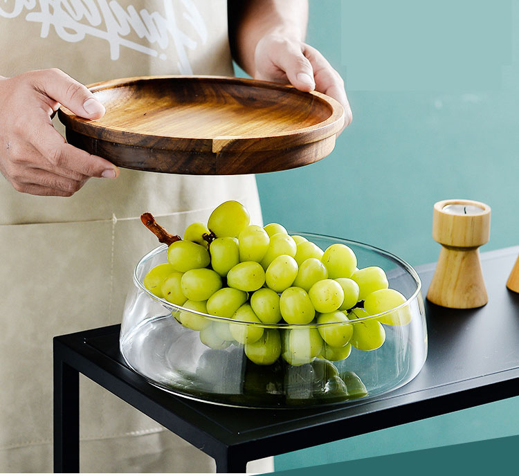 0.5L - 1L Wooden Food Container Travel Modern Glass Candy Jar