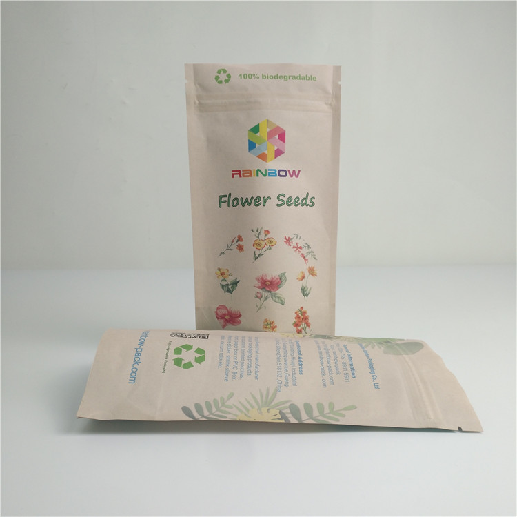 Compostable Food Kraft Paper Bag Custom Printing 100% Biodegradable Fruit Packaging Bags