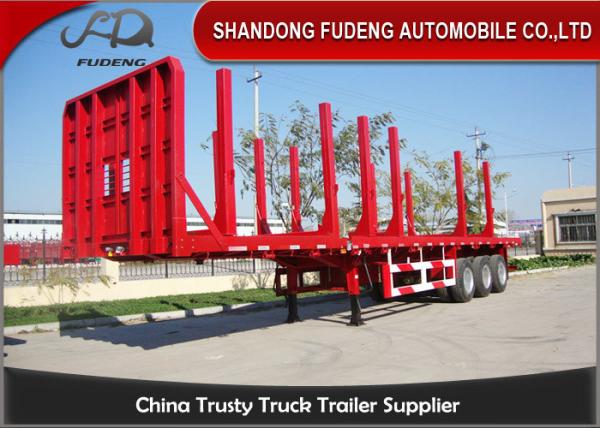 Quality Timber Transport Logging Semi Trailer , 2 / 3 Axles Flatbed Trailer for sale
