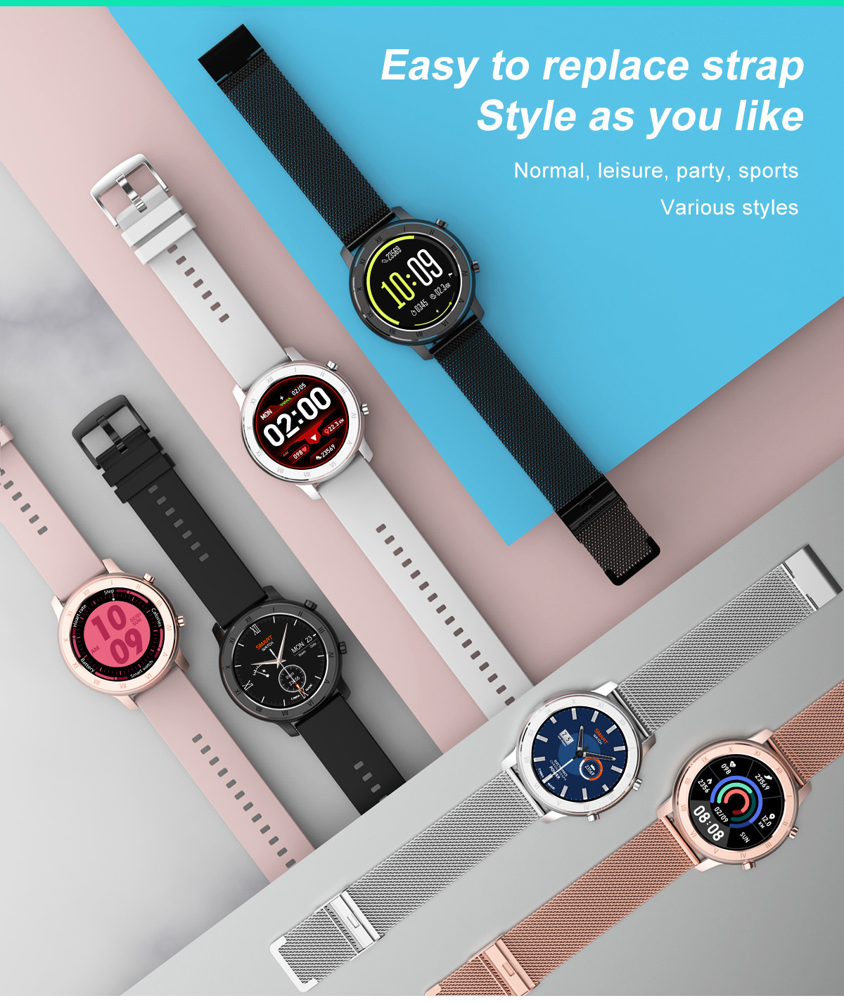 DT89 Smart Watch Women Men ECG Heart Rate Monitoring Blood Pressure IP68 Waterproof Fitness Tracker Lady Smart Band