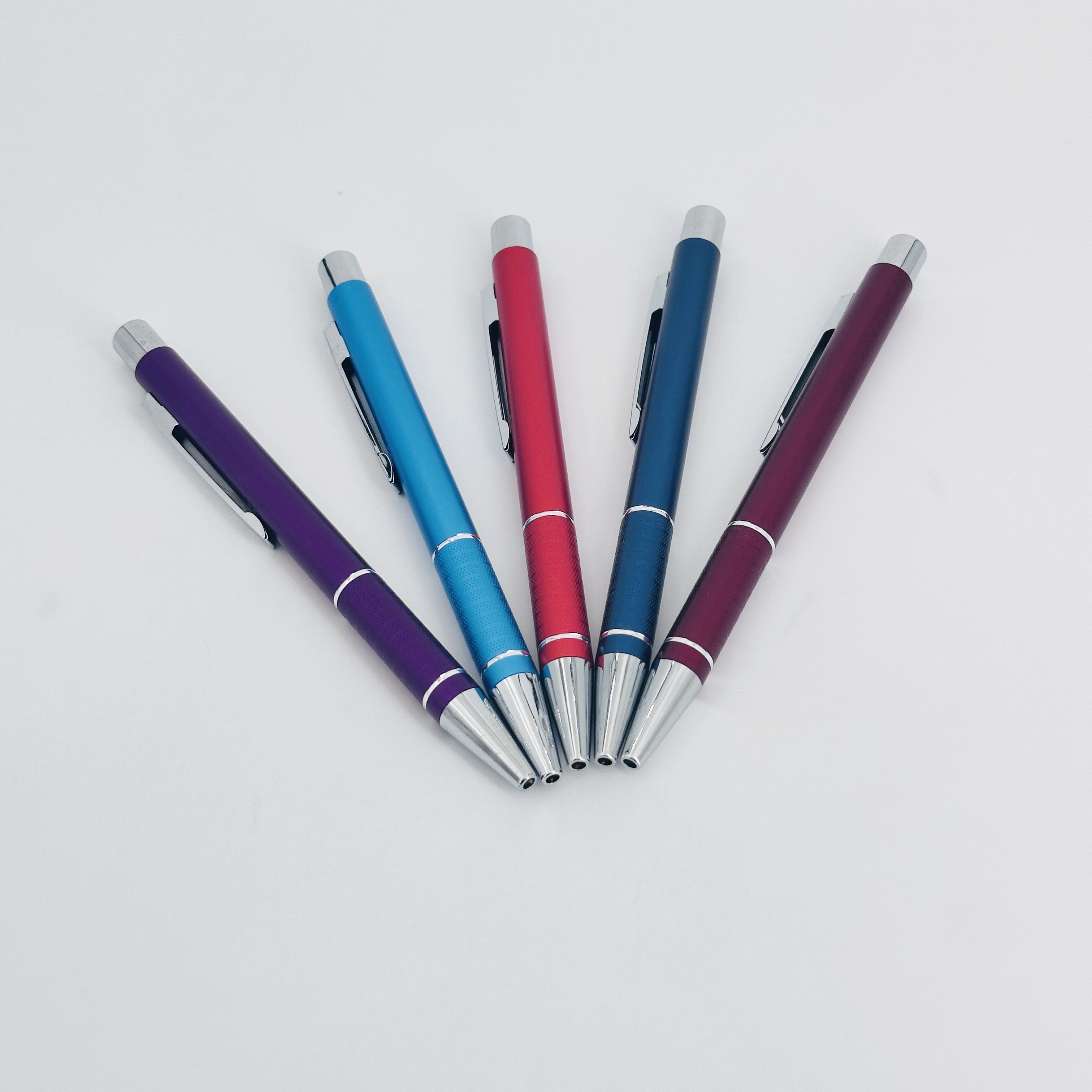Aluminum Barrel Press Metal Ball Pen 1.0mm Matt Aluminum Ballpoint Pen Non-slip Grip